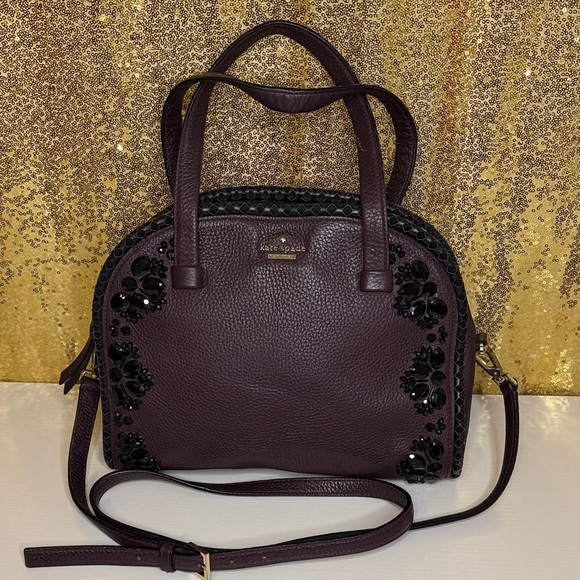 kate spade Handbags - Kate Spade Anderson Way Reiley embellished satchel in deep plum pebbled leather